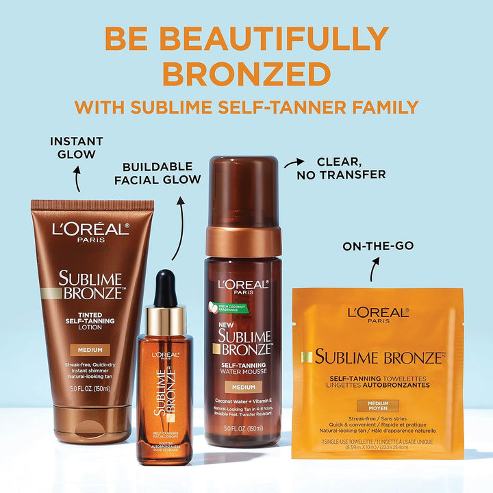 Sublime Bronze Self Tanning Towelettes, Streak-Free, Natural Looking Tan, 6 Ct