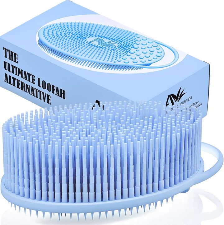 Silicone Body Scrubber – Gentle Shower Brush & Loofah Alternative- Food Grade & Lab Tested – Fast-Drying, Hygienic, Bpa-Free Silicone Body Gentle Exfoliator (Lavender, Massage)