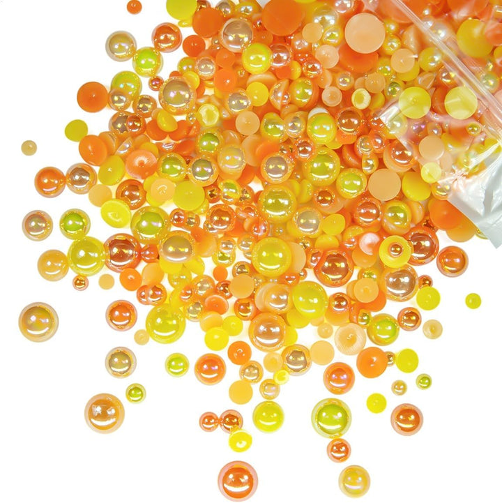 51G White Half Pearls for Crafting 4Mm 5Mm 6Mm 8Mm 10Mm Mix Sizes Pure White Flatback round Beads Charms for Nails Face Eyes Makeup Tumblers Bottles DIY Crafts Bedazzling Clothes Shoes Phones