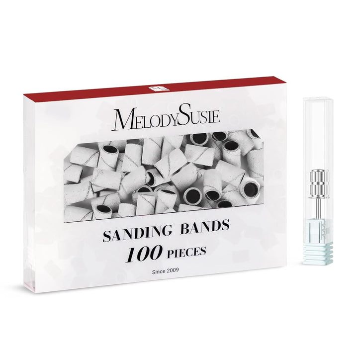 100 Pcs Nail Drill Bits Sanding Bands for Nail Drill 180 Fine Grit Nail File Sanding Bands for Acrylic Nails Gel Manicures and Pedicure