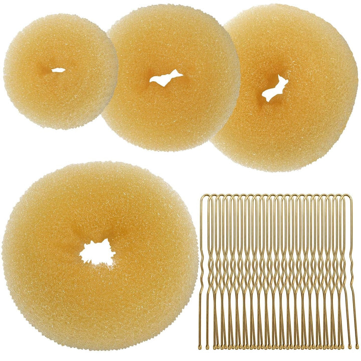 Hair Donut, Hair Bun Maker, Black（Extra-Large, Large, Medium and Small）