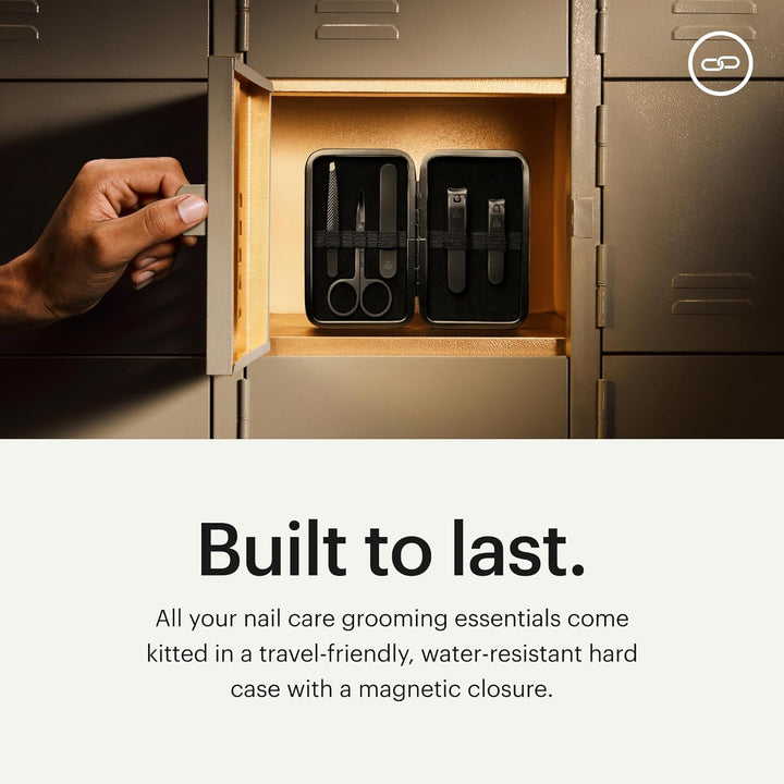 ® Shears 3.0, 5-Piece Precision Men’S Nail Grooming Travel Kit, Stainless Steel Manicure Set with Fingernail & Toenail Clippers, Nail File, Slant Tip Tweezers, Cuticle Scissors, Travel Case