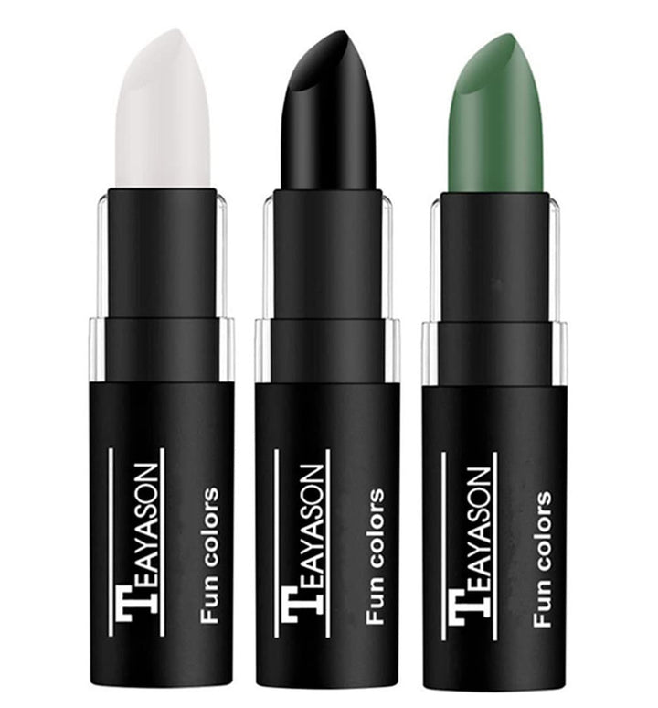 3 PCS Makeup Clown White Cream-Blendable Stick-Eye Black Sticks Face Body Paint Professional Halloween SFX Makeup,Safe Facepaint Nose&Lip Smacking for Sports Festival Make Up(White+Black+Red)