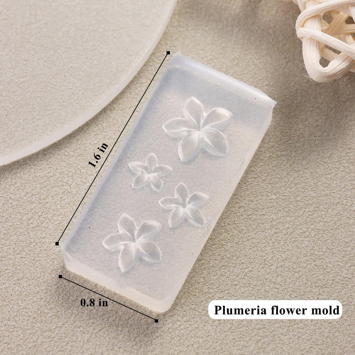 Silicone Nail Molds, 2PCS Reusable Clear 3D Flowers Nail Art Molds with Carving Pen Cherry Blossom Plumeria Hibiscus Flower Nail Design Manicure Template DIY Charms Resin Craft Accessories