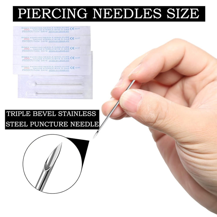 Body Piercing Needles, 40PCS Mixed Piercing Needles-12G.13G.14G.15G.16G.17G.18G.20G Individualized Package 5Pcs of Each Stainless Steel Sterile(Mixed)