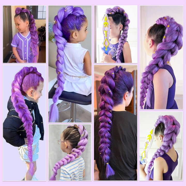 Purple Braiding Hair Extensions 30Inch Pre Stretched Synthetic Braiding Hair for Braids as Rumi Hair Style (Purple, 30 Inch (Pack of 2))