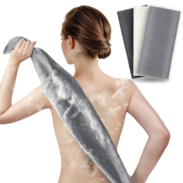 Exfoliating Washcloth Body Scrubber Back Scrubber for Shower Japanese Beauty Washcloth Bath Wash Cloth Korean Exfoliation Luffah Towel Net Sponge Loofah Body Scrub 3 Pack