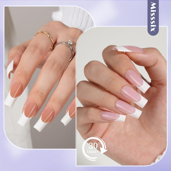 XBASICTIPS French Protecting Builder Gel and Top Coat, Prevent French Nail Tips Area Chipping, Protect French Press on Nails, 15Ml