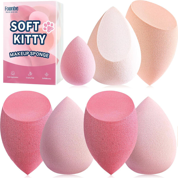 Makeup Sponge Set  Blender Sponges 7 Pcs for Liquid, Cream, and Powder, Latex Free, Multi Colored Beauty Sponges with 1 Mini Sponge, Vegan & Cruelty-Free