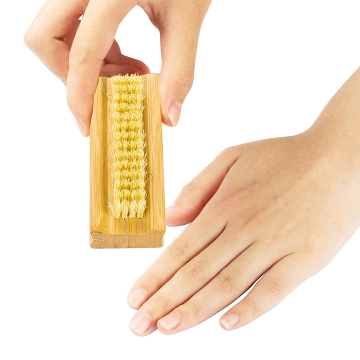 Bamboo Nail Brush，2Pcs Two-Side Firm Nature Wooden Sisal Scrub Brush for Toes and Nails,Cleaning Nail Brush