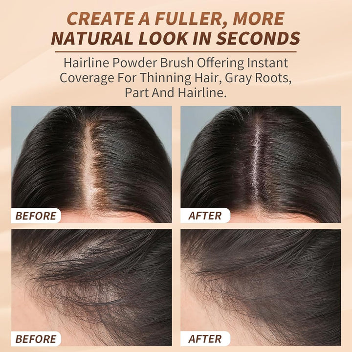 Dual-Ended Hairline Powder Brush, Hair Contour Brush with Sponge Tip, Makeup Brush for Seamless Blending, for Hair Contouring, Root Touch-Ups, and Beard Coverage Vegan & Cruelty-Free