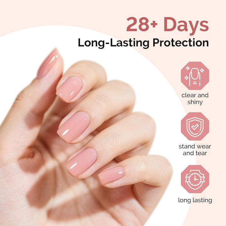 Top Coat Builder Gel Base Coat No Wipe Glossy Set Long Lasting Shine Finish Soak off UV LED Nail Lamp Nail Polish Art Design Manicure Kit Perfect Gifts for Women Girls 3 Pcs 15Ml Clear