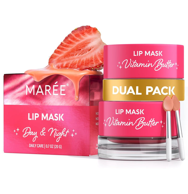 Lip Mask Overnight - Lip Moisturizer for Very Dry Lips - Hydrating Lip Butter Balm with Hyaluronic Acid & Collagen - Overnight Lip Treatment - Lip Sleeping Mask Repair - Hidratante De Labios
