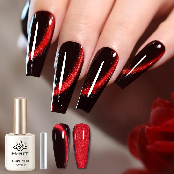 9D Cat Magnetic Eye Gel Nail Polish Holographic Rainbow Gel Polish Blue Purple Soak off U V LED Gel Polish Nail Art Design Manicure Salon DIY Home 15ML