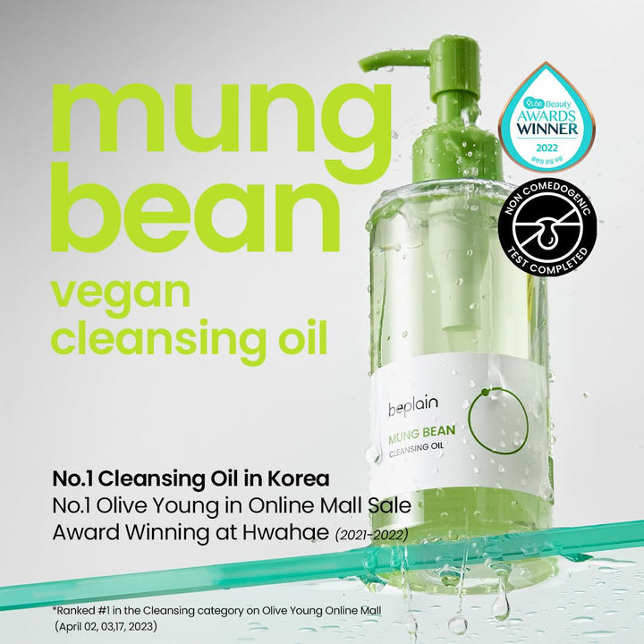 Mung Bean Cleansing Oil(6.76Fl.Oz/200Ml)| Fragrance-Free | Non-Comedogenic Tested| Makeup Blackhead Remover & Deep Pore Cleanser| Suitable for Sensitive Skin| Double Cleansing Korean Skincare