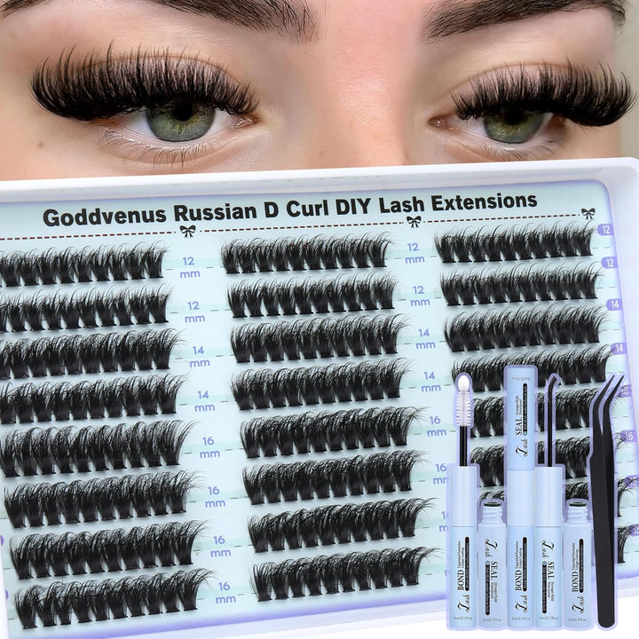 Lash Clusters Kit Wispy Eyelash Clusters Lashes Natural DIY Lash Extension Kit 10-16Mm Cluster Eyelash Extensions Kit 300Pcs C Curl Individual Lashes Cluster Eyelash (No Tweezers)
