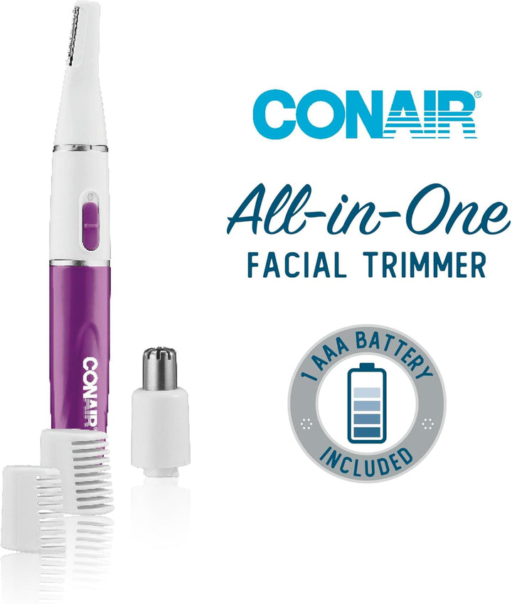All-In-1 Facial Hair Trimmer for Women, Perfect for Face, Ear/Nose and Eyebrows, Battery-Powered