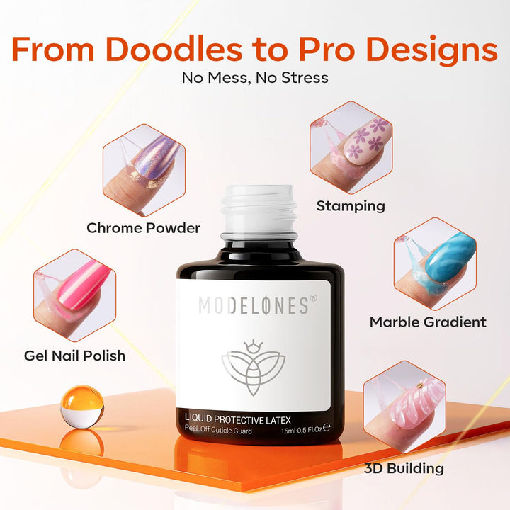 Top Coat Gel Polish Liquid Latex for Nails, 15 Ml Peel off Nail Polish Barrier with Stick, Fast Dry Cuticle Guard, Protector for Fingers