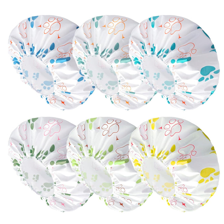 6 PCS Shower Caps for Women, Double Side Waterproof Shower Cap, Reusable Elastic Bath Caps for Shower, EVA Bathing Shower Caps, Bath Hair Caps - Candy Color