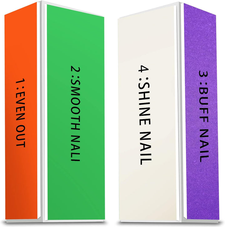 Nail Buffer Block, Medium/Fine Grit 100/180 Finishing Buffers for Acrylic Nails Gel Polish Nails, 3 Way Professional Pedicure Manicure Buffer Kits, 5 Count (Purple)