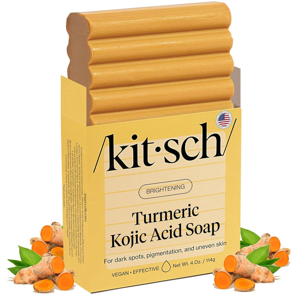 Kojic Acid Soap – Turmeric Soap Bar with Hyaluronic Acid & Shea Butter – Brightening & Hydrating Body Wash & Face Wash for Dark Spots, Even Skin Tone & Natural Glow - Made in USA - 4 Oz