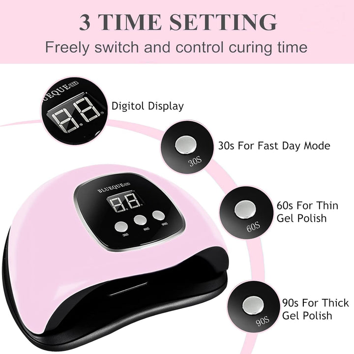 UV Light for Nails, 48W UV LED Nail Lamp for Gel Polish, Fast Nail Dryer with Automatic Sensor, 3 Timer Setting, Small and Portable, LED Nail Light for Fingernail and Toenail