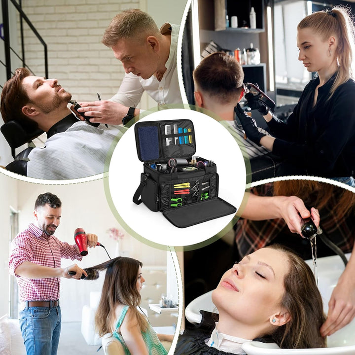 Large Capacity Hairdresser Bag with Adjustable Dividers, Barber Carrying Bag Barber Travel Case Organizer for Clippers and Supplies, Holds Various Hair Cutting Tools