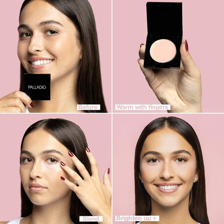 under Eye Brightener, Conceal, Brightens, Reduces Appearance of Dark Circles, with Caffeine Peptides & Vitamin E, Tired Skin Color Correcting Brightener & Primer, Light to Medium (Soft Pink)