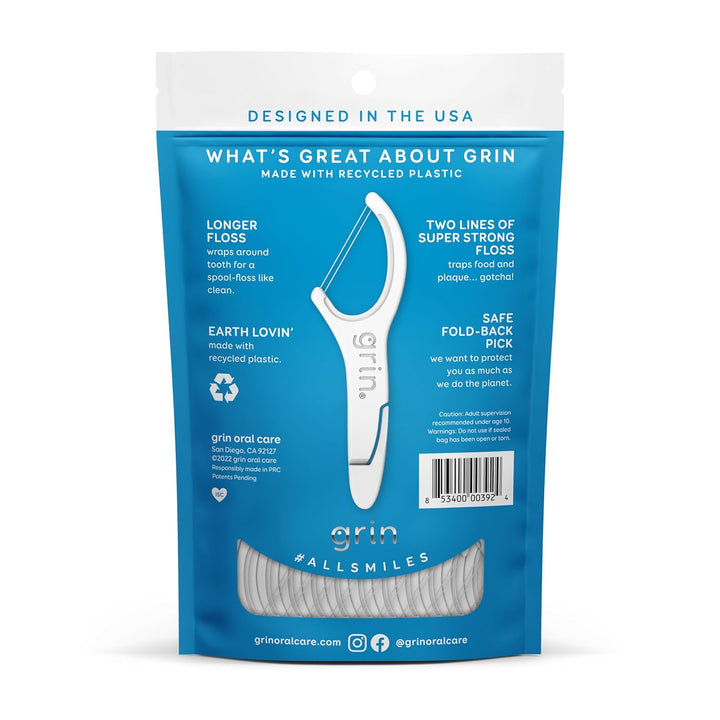 Double Flosspyx, Floss Picks, 75 Count, Dental Flossers, Minty Flavor, Recycled Plastic, 2 Lines of Strong Floss, Longer Floss Head, Traps Food and Plaque, Includes Safe Soft Fold-Back Tooth Pick