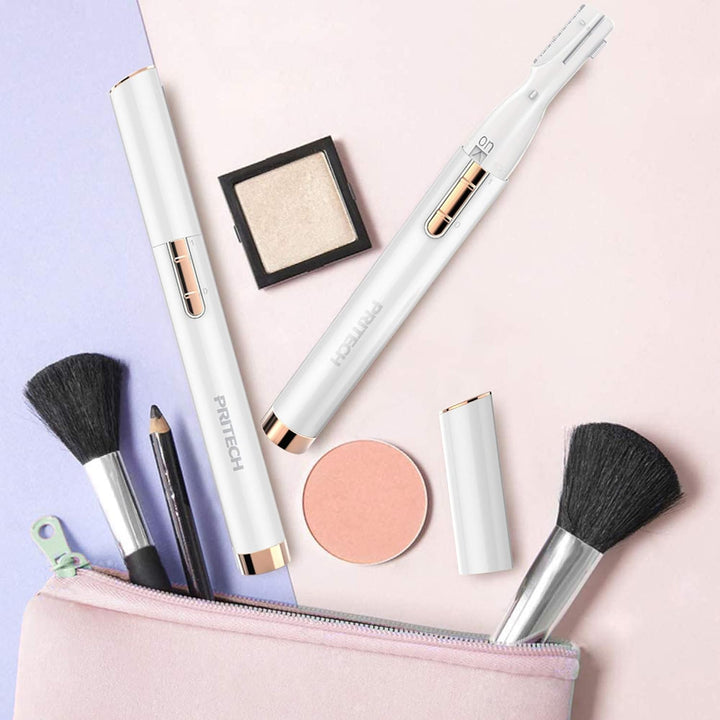 Electric Eyebrow Trimmer - Facial Hair Remover for Eyebrows, Face, Chin, Neck & Upper Lip - Painless Precision Shaver with Comb & Replaceable Blades - Battery Powered & Portable for Peach Fuzz & Body