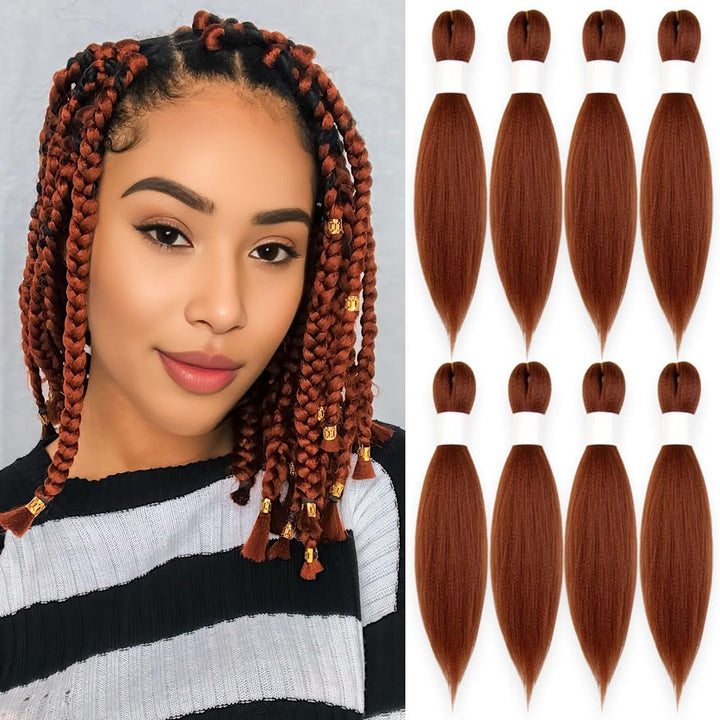 Purple Braiding Hair 20 Inch Pre Stretched Hair Long Straight Crochet Braids Yaki Texture Synthetic Fiber 4 Packs (Dark Purple)