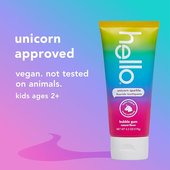 Unicorn Sparkle Kids Toothpaste with Fluoride, Bubble Gum Toothpaste, 4.2 Oz Tube (Pack of 3)