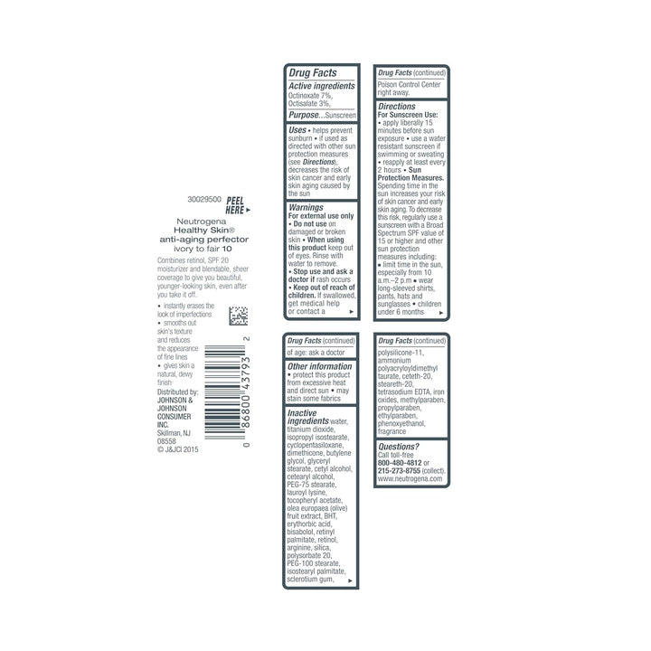 Healthy Skin Anti-Aging Perfector Tinted Facial Moisturizer and Retinol Treatment with Broad Spectrum SPF 20 Sunscreen with Titanium Dioxide, 10 Ivory to Fair, 1 Fl. Oz