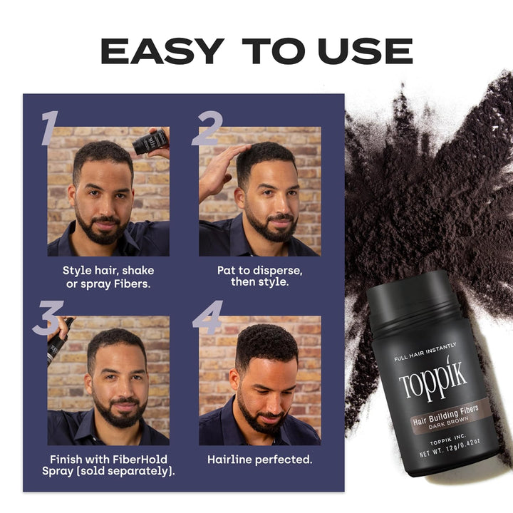 Toppik Hair Building Fibers, Fill in Fine or Thinning Hair Instantly Thicker, Fuller Looking Hair 9 Shades,4 Size Options