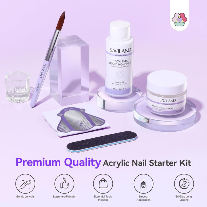 Advanced Acrylic Nail Kit for Beginners: 30G Clear Acrylic Powder and Liquid Set with Brush Forms Manicure Tools Extension Nails Kit Beginner with Everything for Home DIY Nail Art Salon