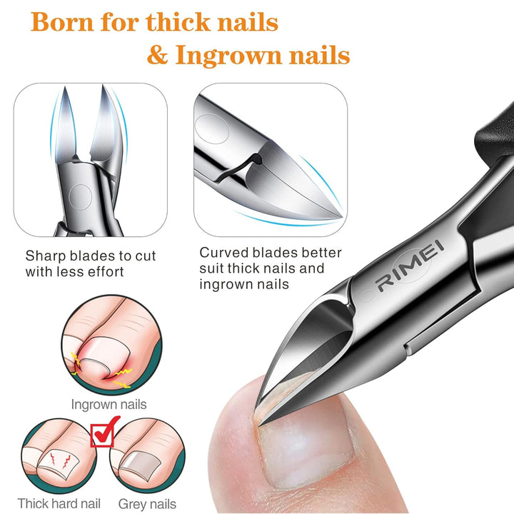 Toenail Clippers, Professional Thick & Ingrown Nail Clippers for Men & Seniors, Podiatrist Recommended, Pedicure Clippers Toenail Cutters, Stainless Steel Sharp Curved Blade Grooming Tool