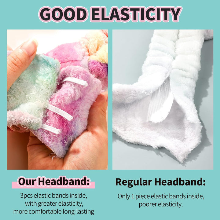 Spa Headband, Makeup and Skincare Headbands, Headband for Washing Face, Face Wash Skin Care Make up Headbands, with Hair Scrunchies, Christmas Gifts for Teens, for Women, Girls