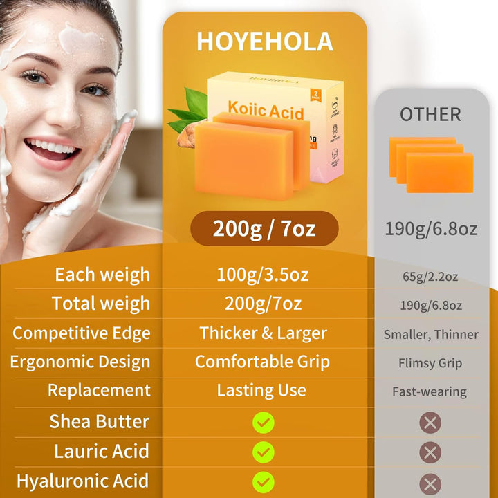 Kojic Acid Turmeric Soap Bar - Dark Spot Remover for Face Even Skin Tone, Moisturizing & Nourishing Natural Ingredients 2Packs
