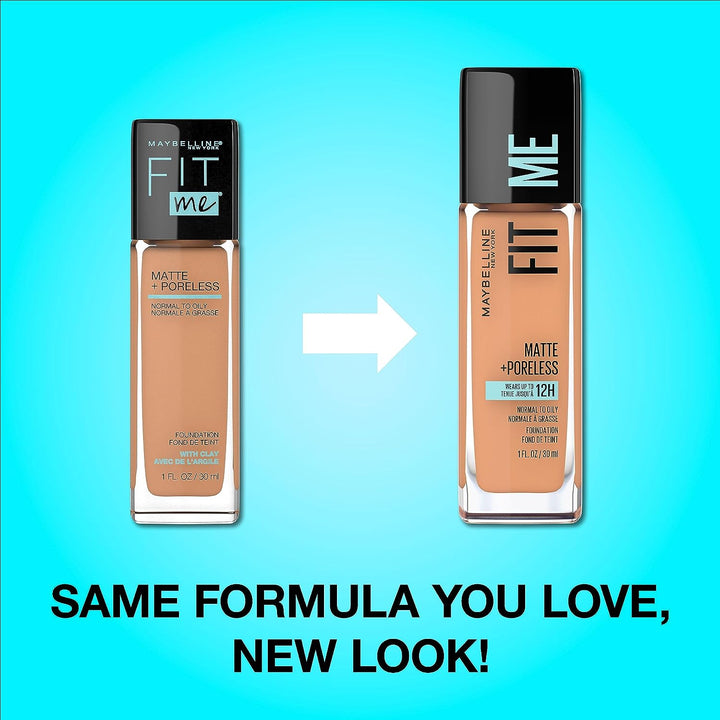 Fit Me Matte + Poreless Liquid Oil-Free Foundation Makeup, Classic Ivory, 1 Count (Packaging May Vary)