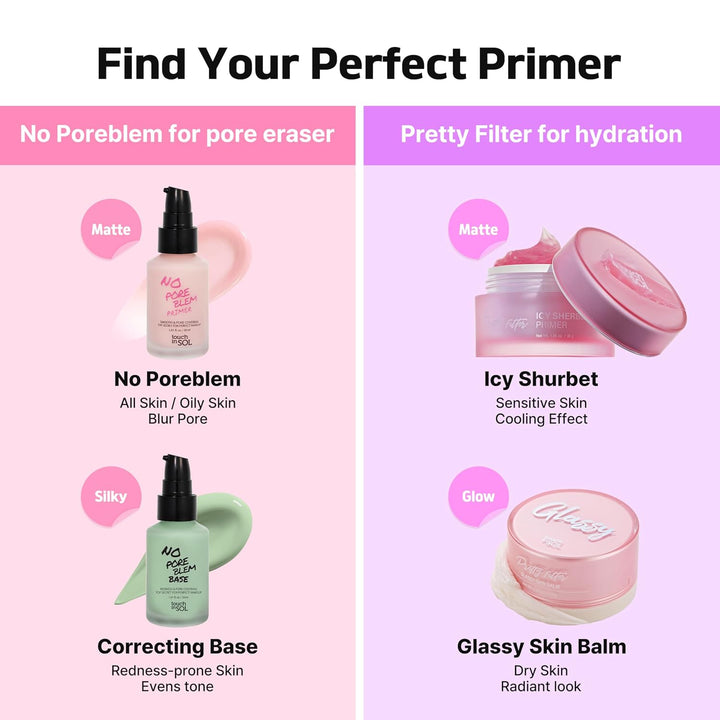 No Poreblem Primer – Pore Primer for Korean Makeup, Mattifying Primer for Oily Skin, Pore Eraser for Large Pores, Blurring Finish from K Beauty (1.01 Fl.Oz/30Ml)
