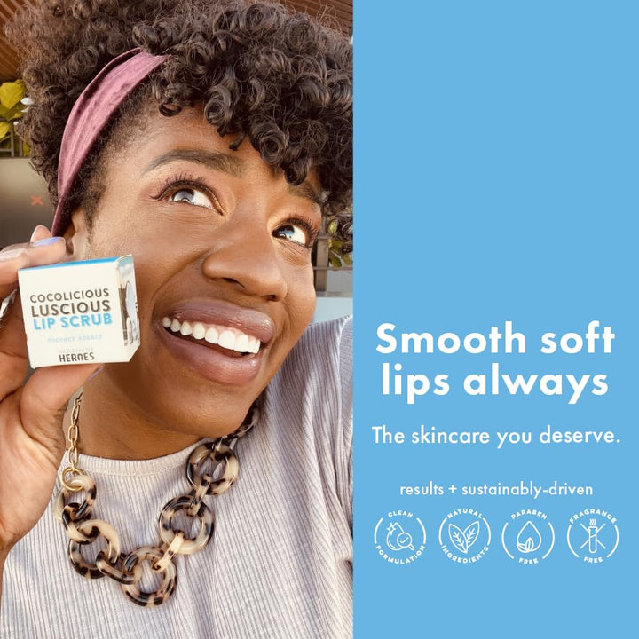 100% Natural Lip Scrub, Vegan Conditioning Coconut Exfoliator - Gentle Exfoliant, Sugar Polish and Scrubber for Chapped Dry Lips, 1Oz (Coconut Sorbet)