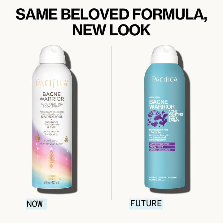 Bacne Warrior - Bacne Salicylic Acid Spray, Back Acne Treatment Spray with 2% Salicylic Acid, Niacinamide, and Aloe, Body Acne Warrior for Body, Chest, and Back, Dermatologist Tested- 6 Fl Oz