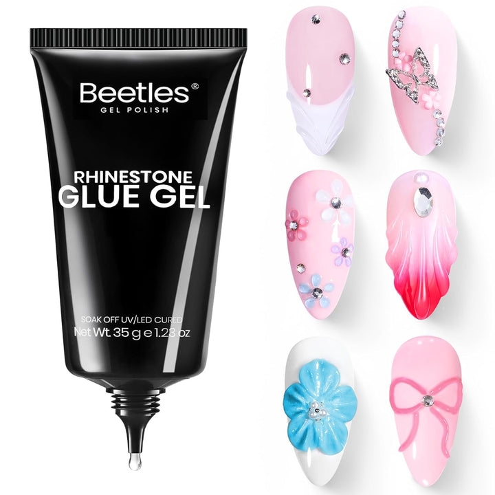 Beetles 3D Gel Nail Art Kit-Crystal Orb 3D Nail Art Clear 1 Oz 5 in 1 Non-Sticky Hand Sculpting Building for Beginner DIY Salon at Home,Clear Solid Builder Nail Gel, UV & LED Lamp Cured Needed