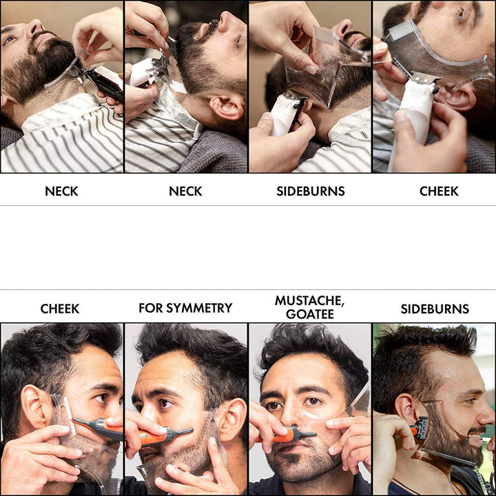 Beard Shaping & Styling Tool with Comb for Perfect Line up & Edging for Men'S Jaw Cheek/Neck Line, Symmetric/Curve/Step Cut Works with Any Beard Razor Electric Trimmers or Clippers (Clear-1Pcs)