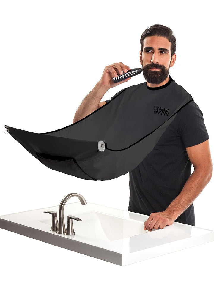 Beard Bib Apron - Shaving Set for Dad - as Seen on Shark Tank - Men'S Hair Catcher for Shaving - Grooming Accessories, Black