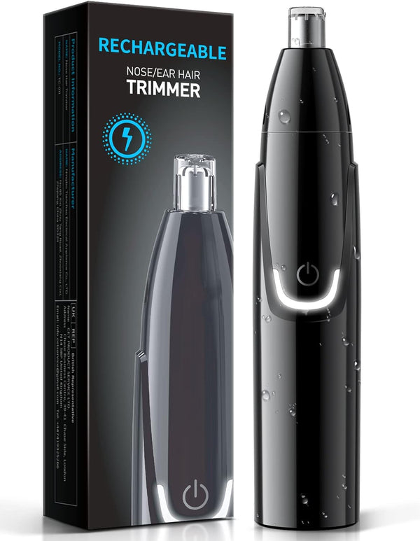 Rechargeable Ear and Nose Hair Trimmer - 2025 Professional Painless Eyebrow & Facial Hair Trimmer for Men Women, Powerful Motor and Dual-Edge Blades for Smoother Cutting Black