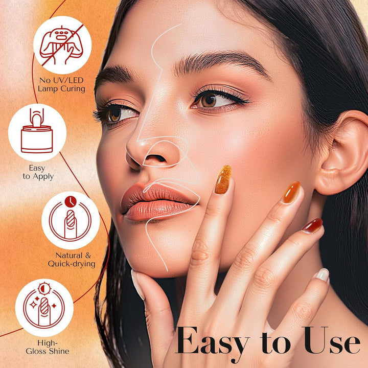 Fall Dip Powder Nail Set Yellow Orange Gold Red Shimmery Green Glitter 6 Colors Dipping Powder Starter Kit French Nail Art Manicure DIY Salon, No Need Nail Lamp Cured