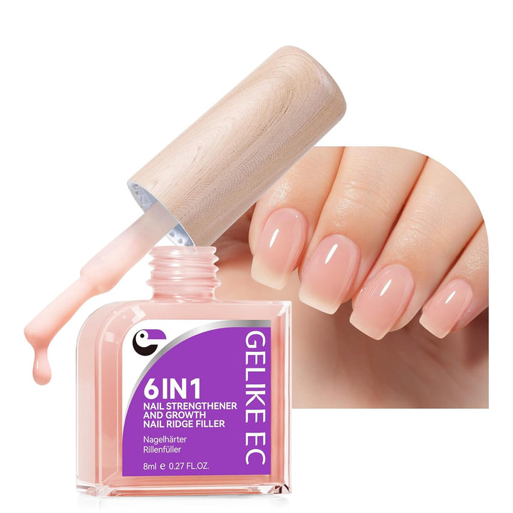 Nail Growth Strengthener for Woman: Nude Blush 6 in 1 Natural Nail Hardener Extra Strong and Growth - Nail Polish Hardener for Weak and Damaged Nails