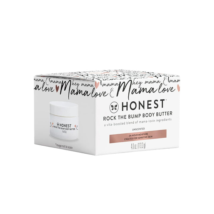 Honest Mama Rock the Bump Body Butter | Moisturizing Stretch Mark Cream | Shea Butter, Avocado Oil, Vitamin E | Hypoallergenic + Dermatologist Tested | 4 Oz