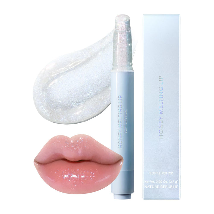 HONEY MELTING LIP GLITTER & PLUMPING (16 MIDNIGHT SPARKLE) SOFT LIP STICK Moisturizing Gloss, Volumizing Formula, Color Changing Sheer Tint, Shine Glimmer Finish, Korean Make Up